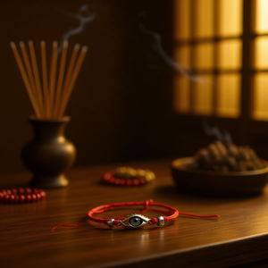 Cavigliera in acciaio inossidabile con cordoncino rosso portafortuna per donna, gioielli alla moda - Product Image 3