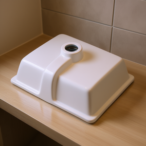 Vasque à poser rectangulaire moderne en céramique blanche 15,75 x 12,01 pouces pour salle de bain, idéale pour les petits espaces - Product Image 2