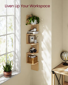 <span class=keywords><strong>VASAGLE</strong></span>-Estante flotante de 5 niveles para sala de estar, estante de esquina estilo bohemio, estante de pared de ratán de PVC - Product Image 4