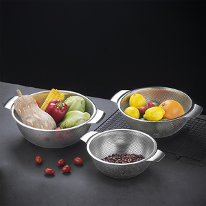 Thép không gỉ keranjang saringan lưới tốt ayak mencuci beras dày tròn Rau chao nhà bếp sử dụng Gio giat COM - Product Image 2