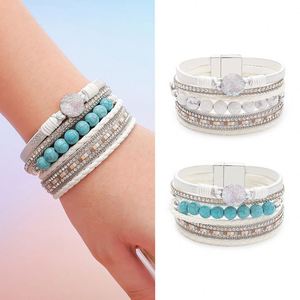 Bracelet en cuir Surfer, design personnalisé exclusif, en acier moulé sous vide, cadeau de vacances pour femme, maillons creux, lourd - Product Image 4
