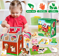 Jouets en bois à succès : Maison de ferme à assembler, jeu de blocs éducatifs Montessori, puzzle de scène pour enfants de 3 ans et plus, garçons et filles, certifié CE