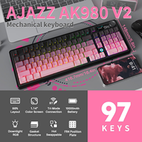 Clavier de jeu mécanique sans fil Ajazz AK980 V2, tri-mode, échangeable à chaud, rétroéclairage RVB, claviers de jeu pour ordinateur