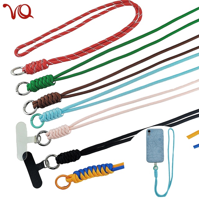 48cm Multifunction Lanyard Keychain Outdoor Key Chains Boho Macrame Key Ring Nylon Woven Rope Phone Case Anti Lost Lanyard