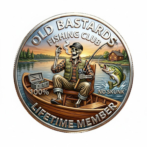Pièce de monnaie et médaillon commémoratifs du Club de pêche Jinba Old Bastard, <span class=keywords><strong>en</strong></span> <span class=keywords><strong>fer</strong></span>, ronds, avec motif lac, artisanat <span class=keywords><strong>en</strong></span> relief 3D - Product Image 1