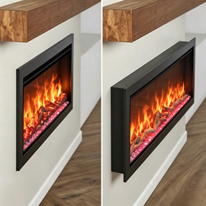 Cheminée électrique murale moderne, application intelligente, commande vocale Google Assistant, 7 couleurs <span class=keywords><strong>de</strong></span> flamme modifiables, utilisation domestique et hôtelière - Product Image 4