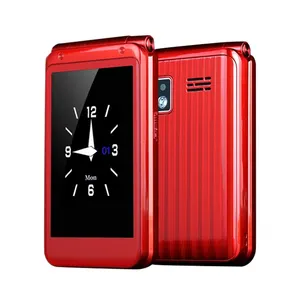 Bestseller M9 Dual-Screen Flip Elder Telefon 3000mAh 32MB 32MB ABS Shell Smart Mobile Pocket Mini Flip Telefon