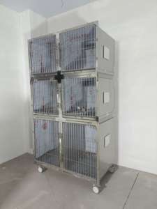 Cage à chien empilable à trois niveaux, double porte, design minimaliste et silencieux, <span class=keywords><strong>pour</strong></span> usage domestique et commercial - Product Image 5