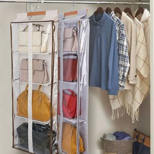 Organisateur de rangement suspendu pour sacs à main, nouveau sac de rangement pour placard avec 4 étagères pour optimiser l'espace de la garde-robe - Product Image 5