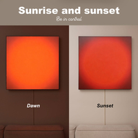 Peinture LED sur tissu texturé, effet visuel superposé, art lumineux moderne, boîte à ombre, effet visuel couché, décoration murale, lever et coucher de soleil