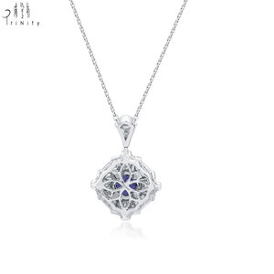 New Wholesale Export Sapphire Exquisite Pendant <b>Necklace</b> Jewelry 18K Solid White Gold Real Natural Diamonds Pendant <b>Necklace</b> - Product Image 2