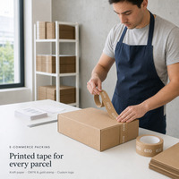 Ruban adhésif en papier kraft personnalisé avec logo, ruban adhésif pour sceller les cartons, pour les boîtes d'expédition et l'emballage en vente au détail