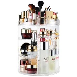 caixa titular 6l Suppliers-Batom acrílico transparente ajustável amazon, suporte organizador de joias para exibição de maquiagem, caixa de armazenamento 360