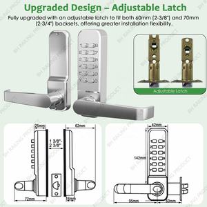 Serrure <span class=keywords><strong>de</strong></span> <span class=keywords><strong>porte</strong></span> <span class=keywords><strong>de</strong></span> sécurité à bouton-poussoir simple face en alliage <span class=keywords><strong>de</strong></span> zinc au design moderne, <span class=keywords><strong>poignée</strong></span> <span class=keywords><strong>de</strong></span> <span class=keywords><strong>porte</strong></span> à <span class=keywords><strong>code</strong></span> mécanique pour appartement, installation facile - Product Image 3
