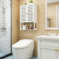 Armoire de rangement murale blanche pour salle de bain avec portes à persiennes et étagère ouverte pour cuisine ou petits espaces