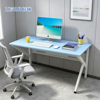 Bureau d'écriture minimaliste pour personnel de bureau, en métal et acier avec pieds en K, table d'ordinateur en bois grainé