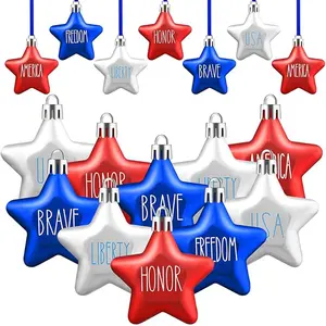 Independence Day Red White Blue Star Pendant Tree Decoration Ornaments Independence Day Party Home Decoration Balls Set