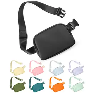 Dichos Mini Fanny Pack Black Belt Bag Fashionable Waterproof Waist Pack with Adjustable Strap