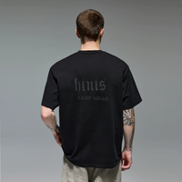 T-shirt pour homme de luxe surdimensionné 280 GSM, coupe ample, impression personnalisée en silicone, 100% coton lourd
