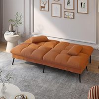 Sofá Cama Convertible de Tela con Respaldo Ajustable, Sofá de Dos Plazas Reclinable, Muebles de Sala de Estar, Juego de Futón