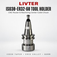 Porte-outil LIVTER ISO30-ER32-60 pour centre d'usinage et machine de découpe du bois, mandrin à pince