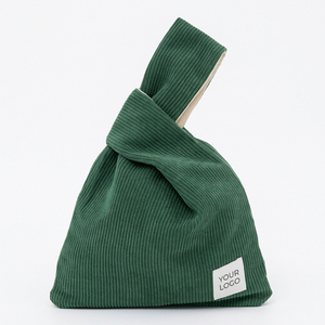 Sac à main vintage en velours côtelé vert forêt avec étiquette tissée personnalisée pour <span class=keywords><strong>boutique</strong></span>, petit sac fourre-tout esthétique - Product Image 5