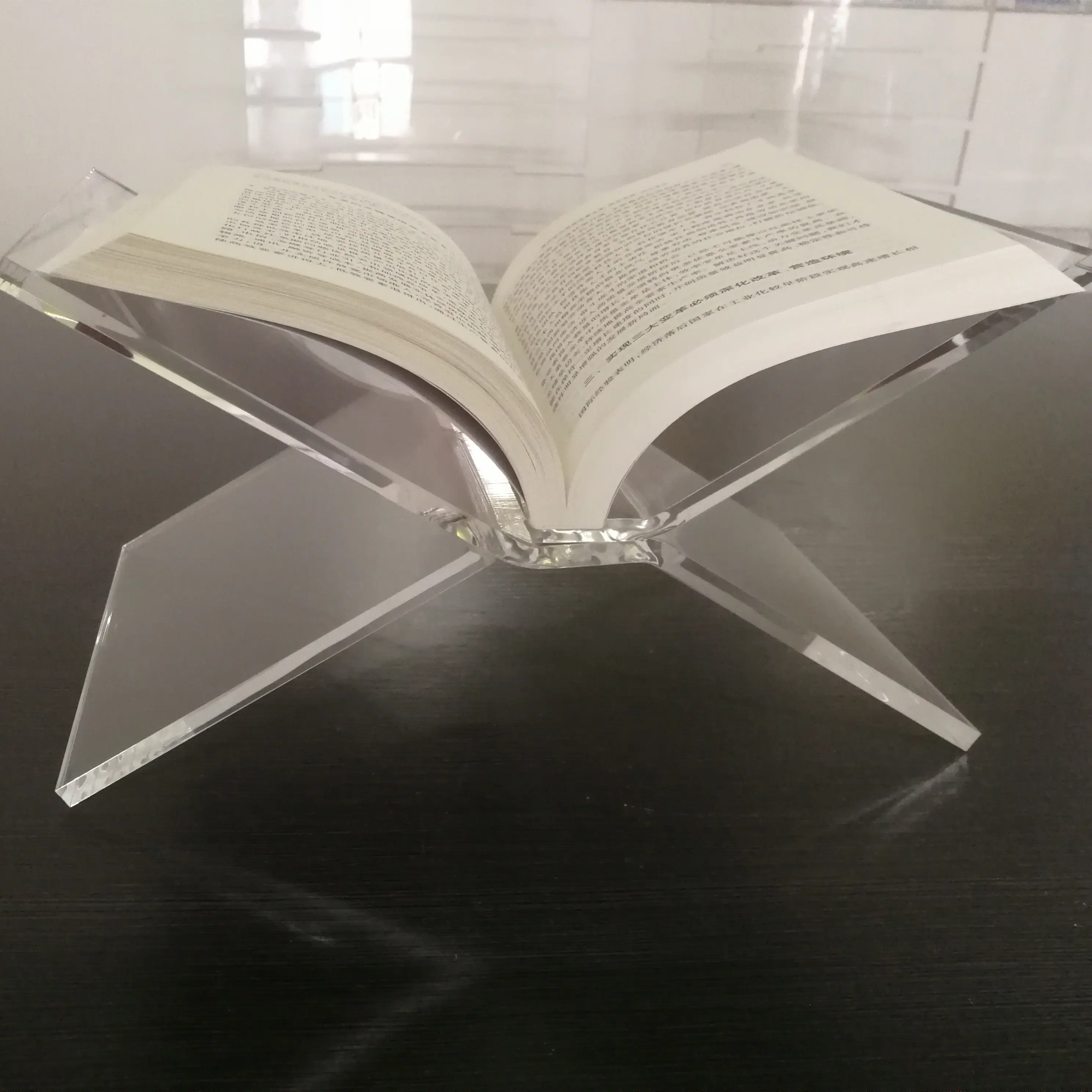 Suporte de bandeja acrílica revista, suporte plano aberto, livro lucite easel