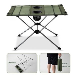 Table de camping pliable en aluminium ultralégère portable, facile à monter, durable, avec porte-gobelet, pour pique-nique en plein air - Product Image 3