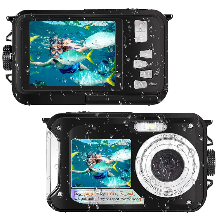 Photo And Video Camera Full HD 1080P Digital Camera Under Water Photo Video Recording For Selfies With LED Flash Light