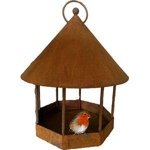 Mangeoire à oiseaux suspendue JH-Mech, design de toit rond, imperméable, en acier rouillé, mangeoire à oiseaux suspendue en métal pour l'extérieur, mangeoire à oiseaux suspendue au mur - Product Image 2