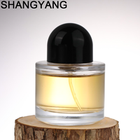 Flacon de parfum rond personnalisé de 50 ml avec pulvérisateur à pompe, flacon de parfum en verre élégant et luxueux à fond épais avec boîte
