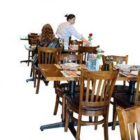 Ensemble table et chaises de bistrot de style américain rétro ; Ensemble de salle à manger en bois massif d'inspiration mid-century pour bar, pub, restaurant occidental