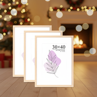 Baoee Bingkai MDF Kokoh Kayu Ek Persegi Panjang Set 3 Passepartout 21X30Cm (A4) Meja Kaca Akrilik Tahan Pecah Foto Poster 2 Warna