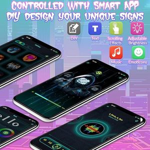 Cyberpunk Đơn Giản LED Đảng Ưa Thích Mặt Nạ LED Halloween Kỹ Thuật Số Mặt Nạ Kết Nối với Điện Thoại - Product Image 5