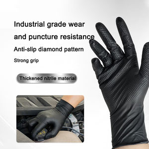 Éxito de Ventas Guantes de Nitrilo Puro Desechables de 8 g para Uso Industrial Pesado, Limpieza y Mecánica, Color Negro con Textura de Diamante - Product Image 5