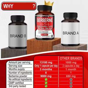 Supplément à base de plantes OEM ODM capsules de berbérine avec cannelle de Ceylan curcuma chardon-Marie melon amer soutien coeur bien-être - Product Image 5