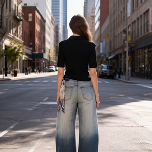 Top Polo da <span class=keywords><strong>Donna</strong></span> in Maglia Nera a Costine, Maglietta Casual a Maniche Corte con <span class=keywords><strong>Colletto</strong></span> per Primavera Estate - Product Image 4