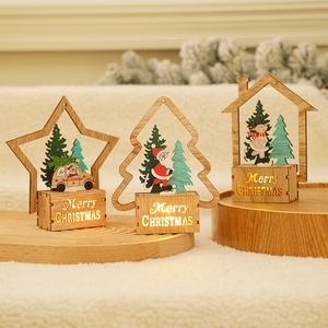 Decoraciones Navideñas Modernas de Madera, Ventana de Cabaña Iluminada, Luces Creativas para el Hogar, Adornos de Muñeco de Nieve, Adornos Colgantes para Árbol de Navidad - Product Image 3