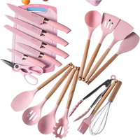 Populaire 19 pièces Silicone ustensiles de cuisine ensemble avec couteau outils boutures planche stockage seau cuisine Gadget ensemble