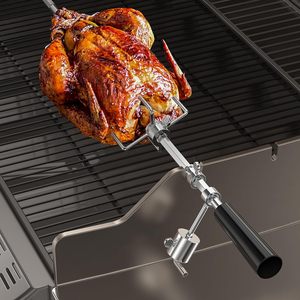 Fourchettes à viande de rechange pour rôtissoire de barbecue, qualité alimentaire, kit de 1 paire, avec embout de contrepoids pour broche, en métal résistant à la chaleur, forme carrée - Product Image 5