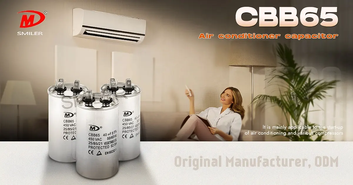SMILER wholesale CBB65 450V 65UF AC air conditioning capacitor motor capacitor sh capacitor for ac