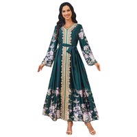 Modeste femmes musulman Abaya respirant élégant Dubaï Style ethnique fête balançoire robe Polyester pour été automne printemps Eid