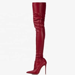 Botas Altas hasta el Muslo para Mujer, Talla 44, Ajuste Ancho, Punta Puntiaguda, de Cuero Mate, Botines Largos por Encima de la Rodilla - Product Image 2