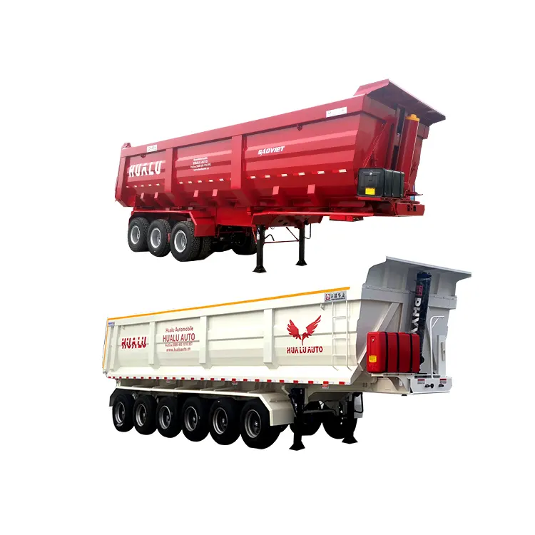 Customized 3 4 Axle Heavy Duty 35 40 45 Cbm Cargo 60 Tons Dump Truck End Rear Dumper Semi Trailer