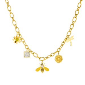 Gold Plated Stainless Steel Bee Sunflower Necklace Charms Daily Wear Gift Jewelry Insect Series N3818 - Product Image 5