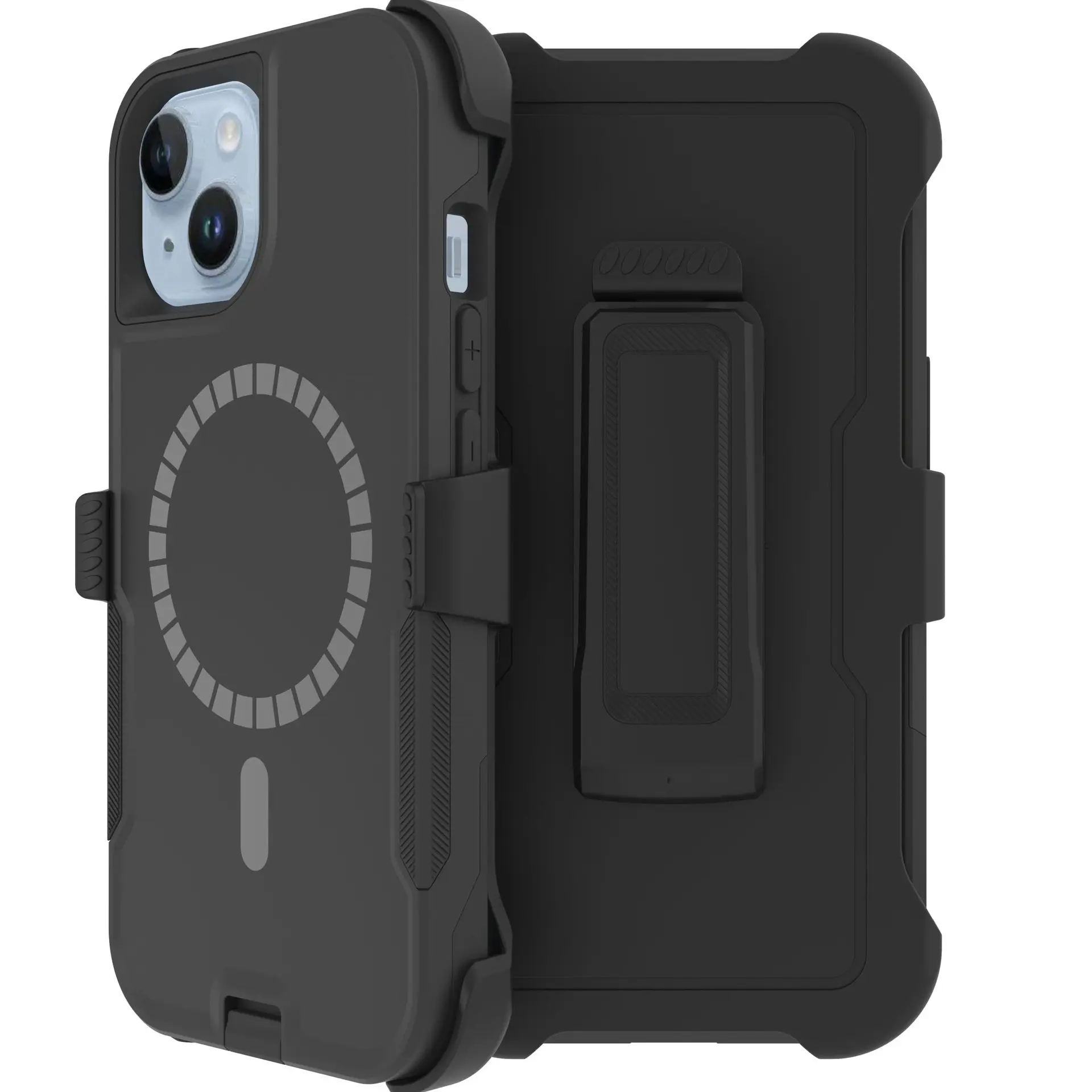 3 in1 casing ponsel tugas berat tahan guncangan 360 pelindung Komuter untuk iPhone 15 penutup belakang dengan klip untuk iPhone 15 Pro Max