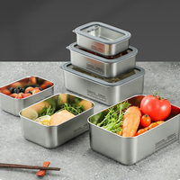 Boîte à lunch hermétique en acier inoxydable 304 avec couvercle en verre transparent et silicone, récipient alimentaire anti-fuite, compatible micro-ondes et congélateur