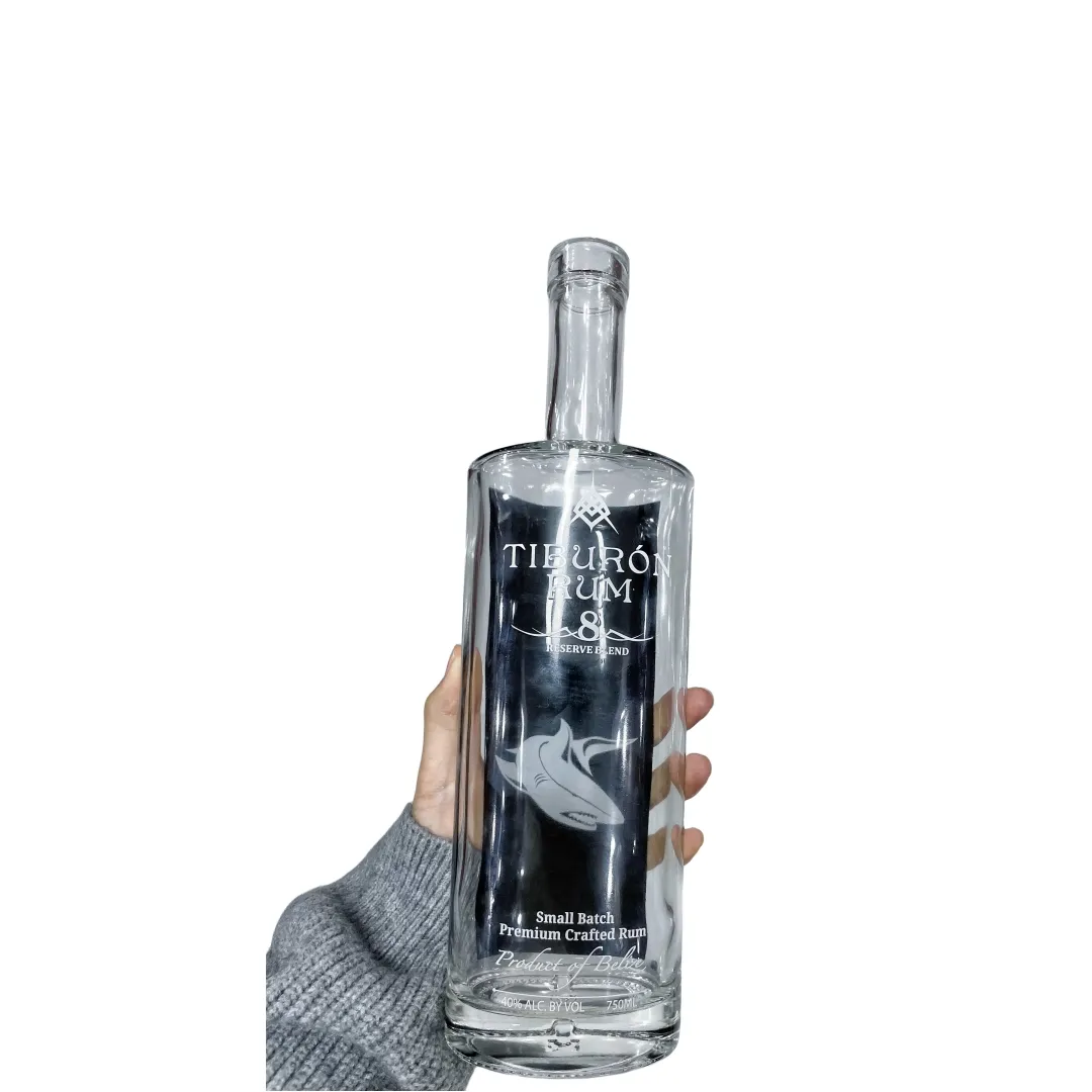 750 ml Großhandel Glas Likör-Flaschen rundes Glas Weinflasche Wodka Whiskey Spirituosen-Flasche