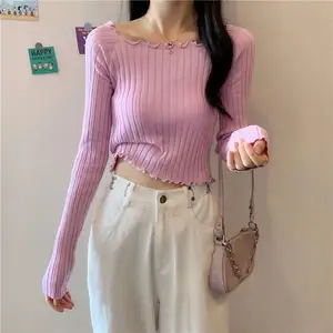 White long-sleeved T-shirt bottoming shirt women's early autumn 2023 new slim fit short sweater top.