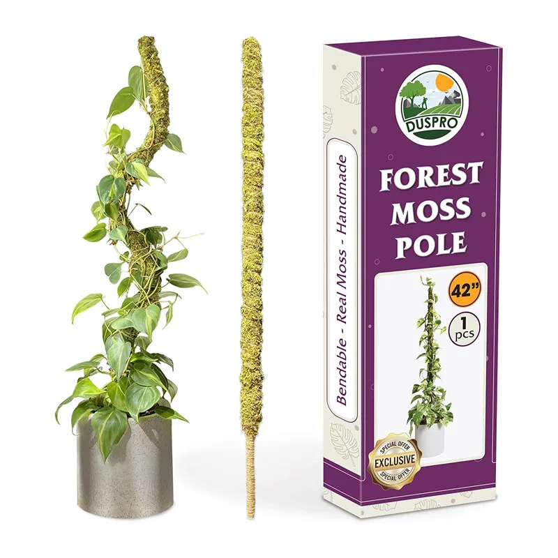 42 Inch Tall Moss Pole for Plant Monstera Bendable Plant Stakes, Sphagnum Real Forest Moss Stick, Handmade Potted Plants Support